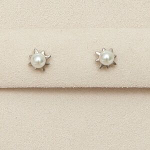 MAJORICA Pearl Rhodium Silver Earrings 4mm STAR WHITE CIES Collection Studs